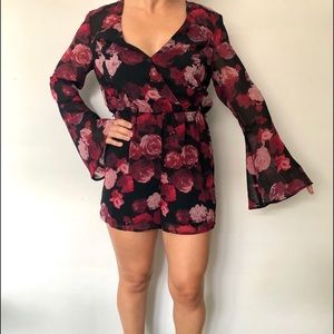 Black Floral Formal Romper